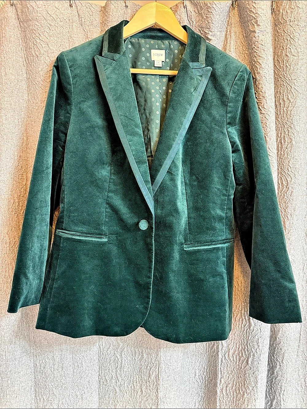 J.CREW Velvet Blazer Green Size 12